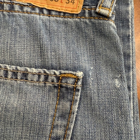Levi Strauss‎ & Co 505 Mens Jeans W38 L34 Regular Fit Light Wash Denim Blank Tab - Picture 6 of 11